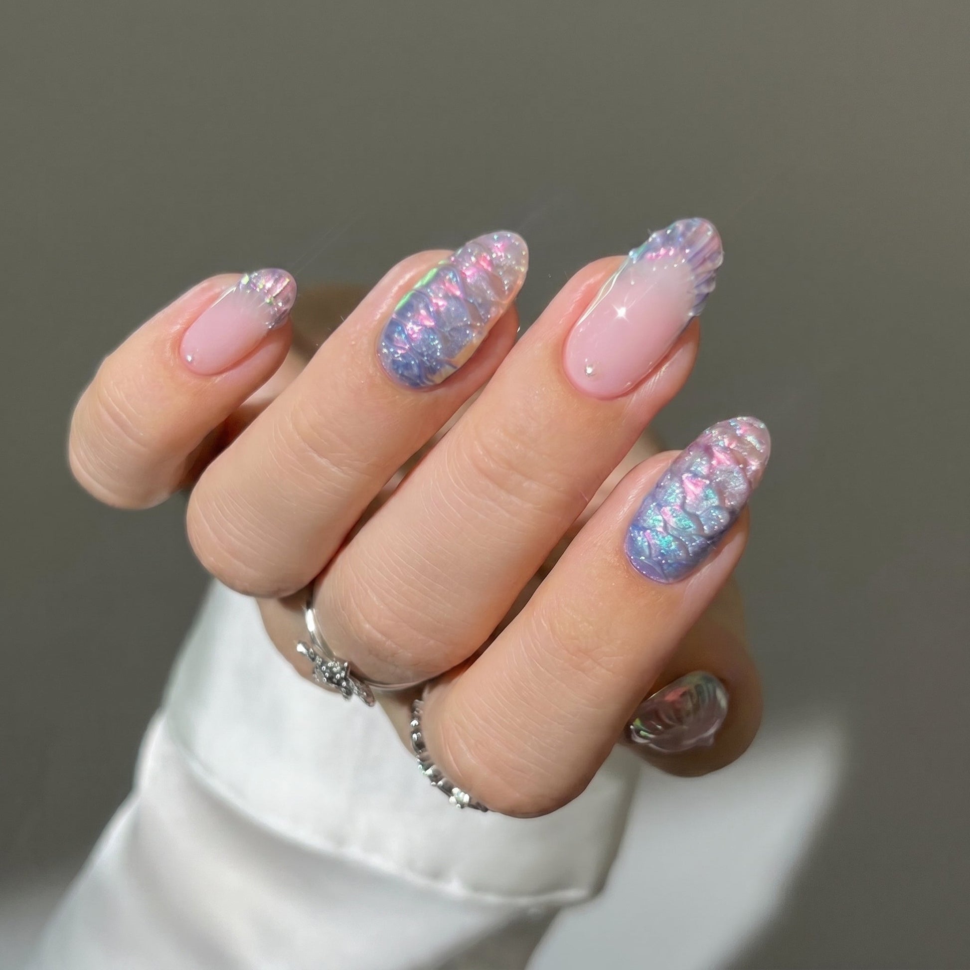 Summer Muse press-on nails - image 6 of 15, cat-eye velvet almond