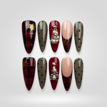 Frosted Luxe ombre gradient press-on nails - almond shape, front view