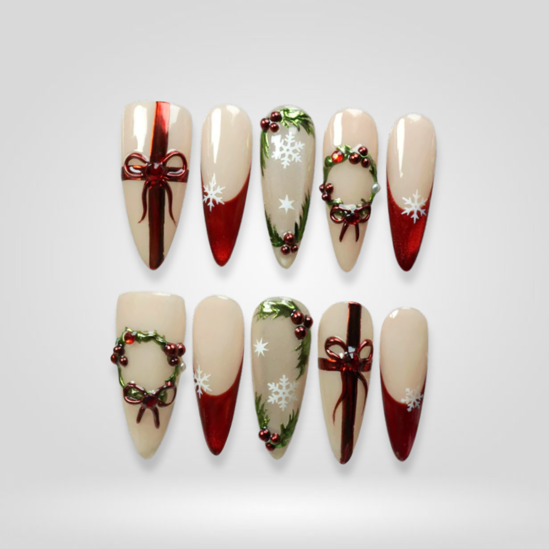 Frosted Luxe press-on nails on hand - lifestyle photo, ombre gradient finish