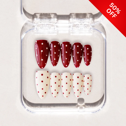 Soft Romance press-on nails - image 10 of 14, polka dot almond