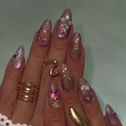 Ethereal Bloom press-on nails - image 7 of 11, cat-eye velvet almond
