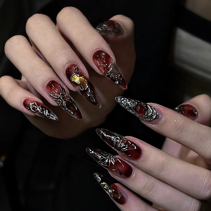Shadow Angel press-on nails on hand - lifestyle photo, seasonal finish