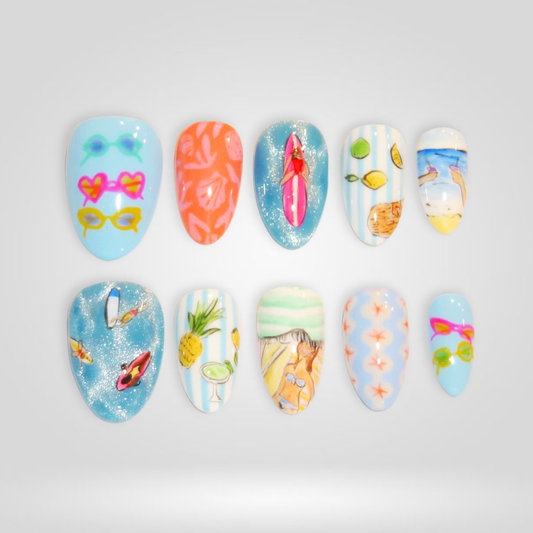 Candy Bloom butter yellow press-on nails - almond shape, front view