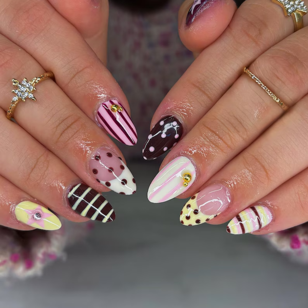 Candy Stripe | Polka Dot Almond Press-Ons press-on nail set