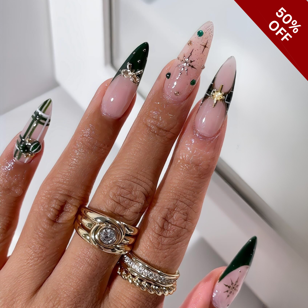 Festive Cheer press-on nails - image 5 of 16, ombre gradient almond