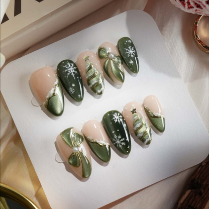 Winter Reverie press-on nails on hand - lifestyle photo, milky cloud dancer finish