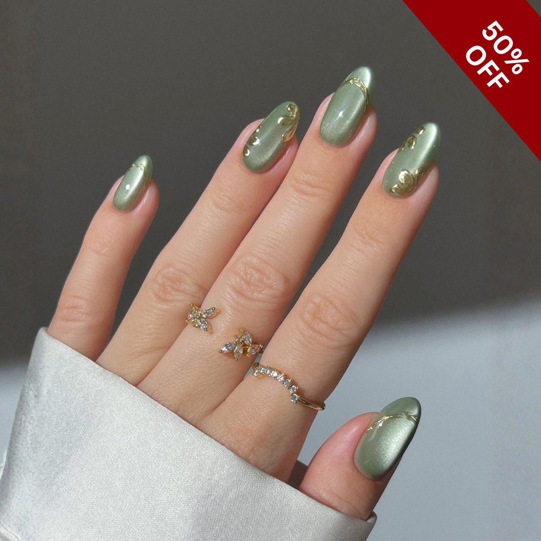 Celestial Petals press-on nails - image 5 of 11, cat-eye velvet almond