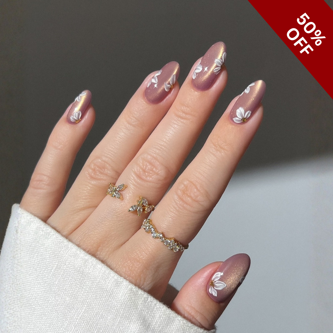 Celestial Petals press-on nails - image 6 of 11, cat-eye velvet almond