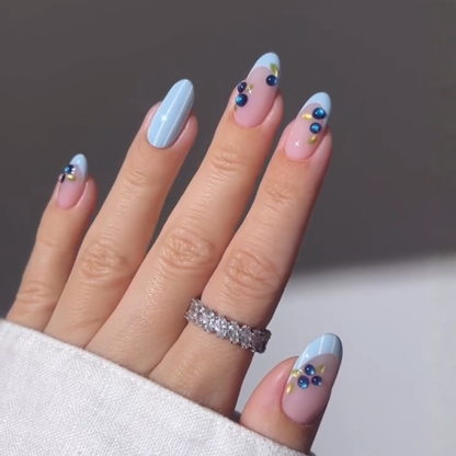 Blooming Petals press-on nail set - XS to L sizing, cat-eye velvet design