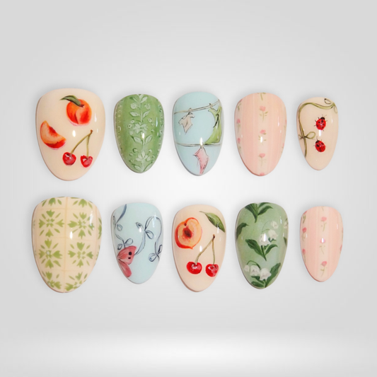 Sunny Art butter yellow press-on nails - almond shape, front view