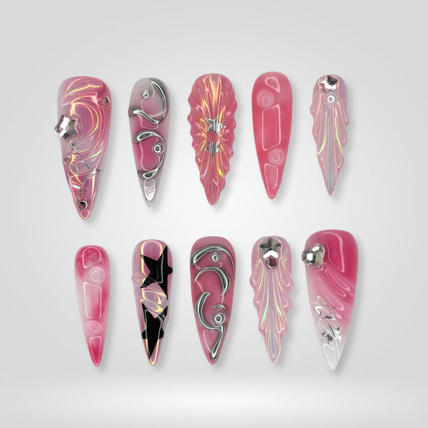 Mystic Heart | Pearl-Shift Almond Press-Ons press-on nail set