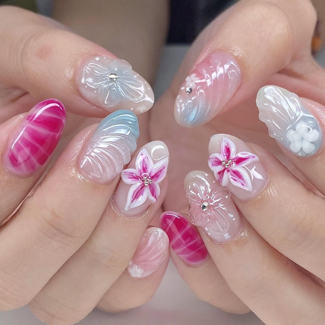Coastal Bloom press-on nails - image 6 of 15, cat-eye velvet almond