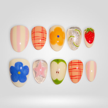 Playful Pop butter yellow press-on nails - almond shape, front view