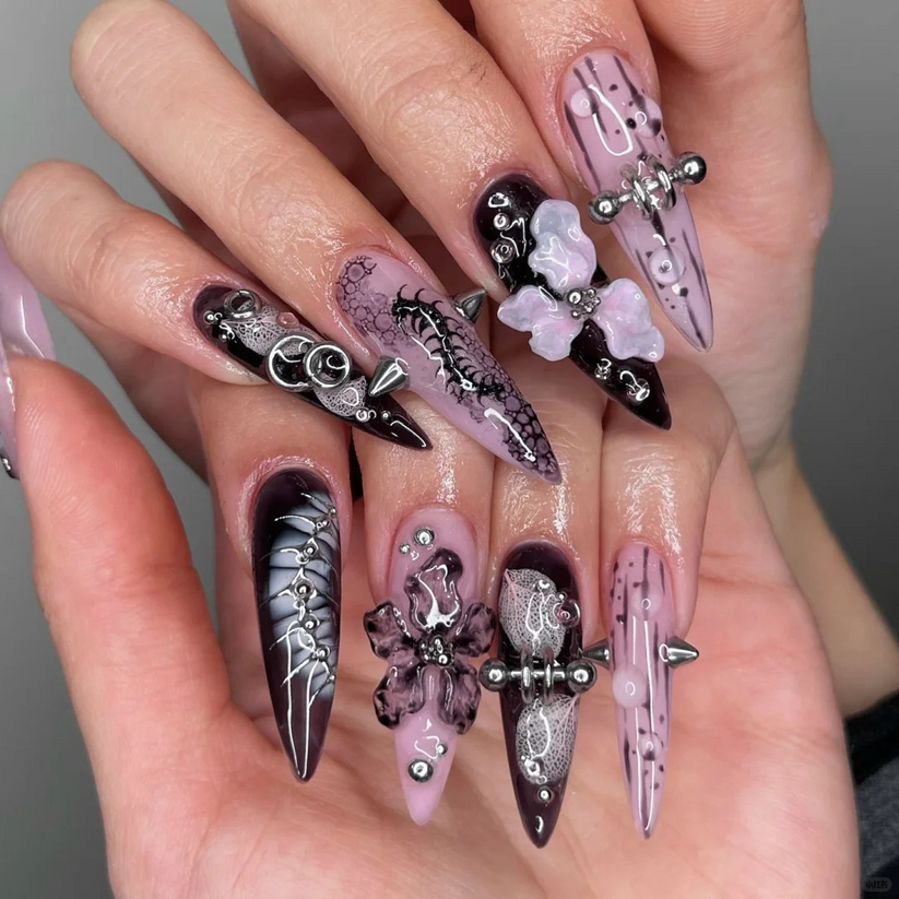 Chrome Crush press-on nails - image 5 of 15, pearl-shift coffin/ballerina