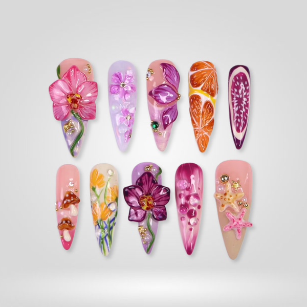 Ocean Bloom | Floral Almond Press-Ons press-on nail set