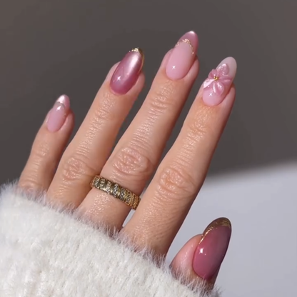 Blooming Petals press-on nails - image 7 of 15, cat-eye velvet almond