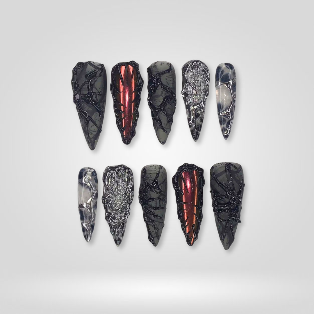 Gothic Allure press-on nail set - XS to L sizing, seasonal design
