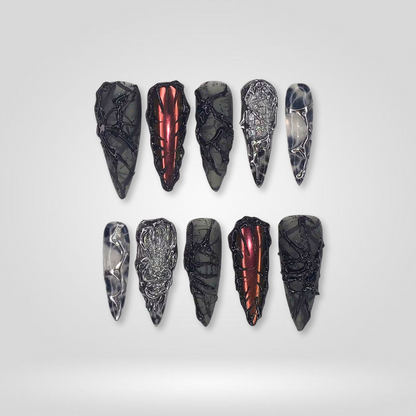 Gothic Allure press-on nail set - XS to L sizing, seasonal design