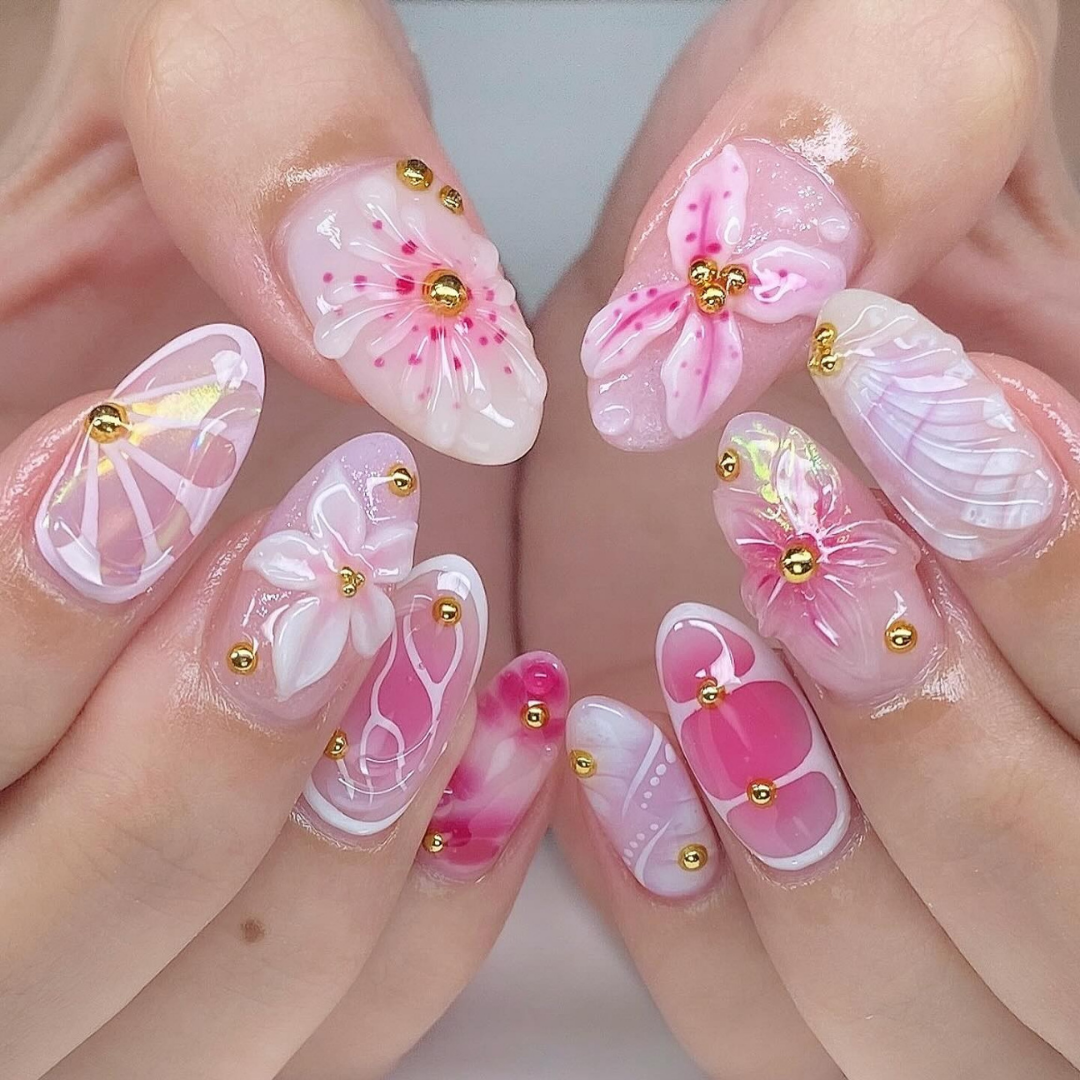 Coastal Bloom press-on nails - image 10 of 15, cat-eye velvet almond