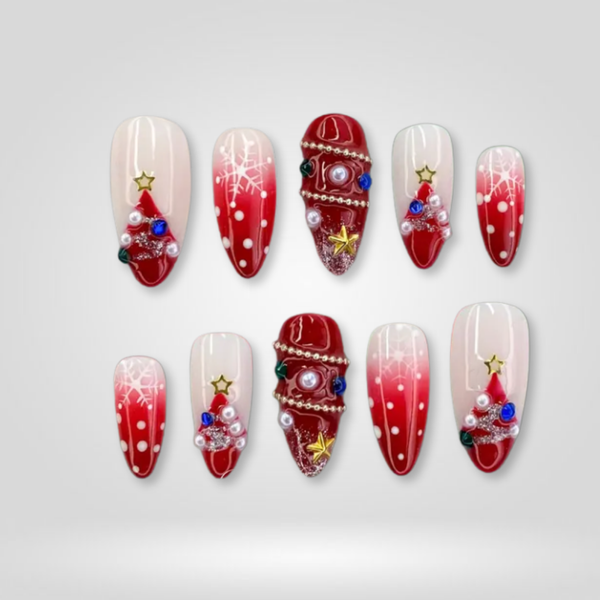 Festive Pearl | Milky Cloud Dancer Almond Press-Ons press-on nail set