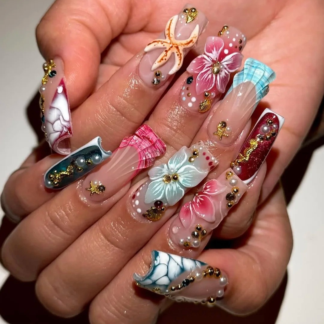 Electric Pop soft neutral press-on nails - square shape, front view