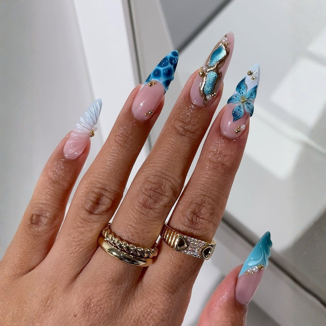 Blooming Tips press-on nails - image 5 of 11, cat-eye velvet almond