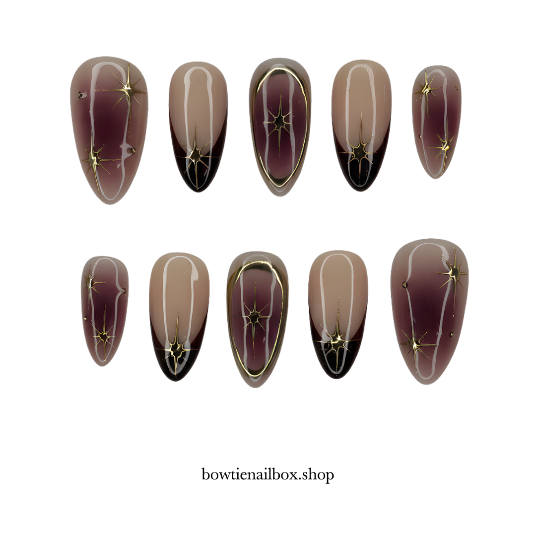 CELESTIAL VELVET cat-eye velvet press-on nails - almond shape, front view