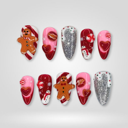 Sweet Ginger seasonal press-on nails - almond shape, front view