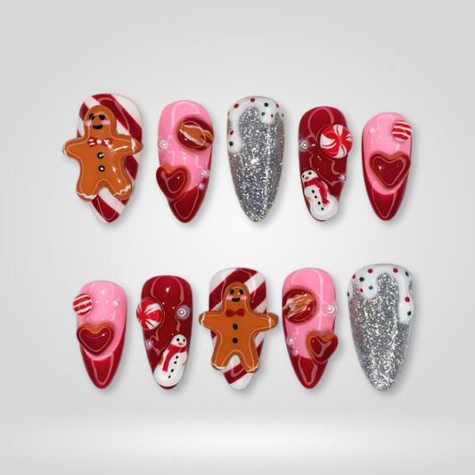 Sweet Ginger seasonal press-on nails - almond shape, front view