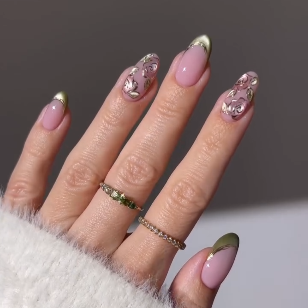 Blooming Petals press-on nails - image 6 of 15, cat-eye velvet almond