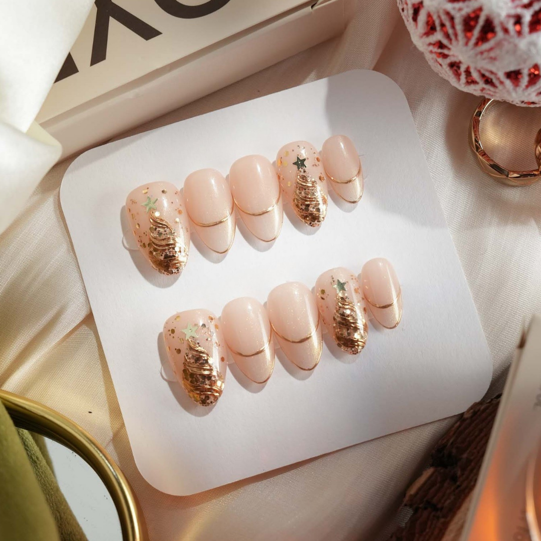 Winter Reverie press-on nails - image 6 of 15, milky cloud dancer almond