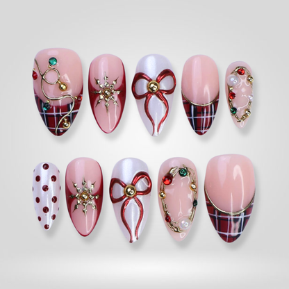 Berry Chic berry press-on nails - almond shape, front view