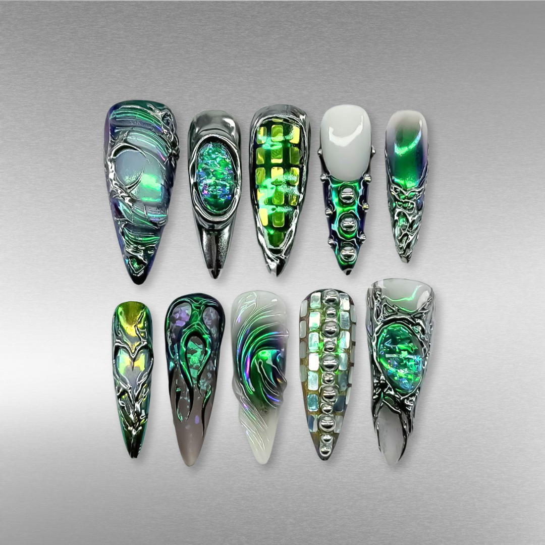 Metallic Vibe press-on nails - image 6 of 15, pearl-shift almond