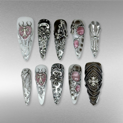 Metallic Vibe press-on nails - image 8 of 15, pearl-shift almond