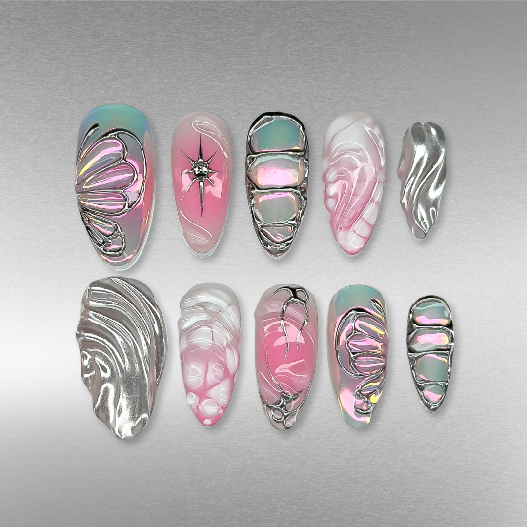 Metallic Vibe press-on nails - image 9 of 15, pearl-shift almond