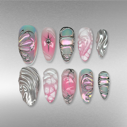 Metallic Vibe press-on nails - image 9 of 15, pearl-shift almond