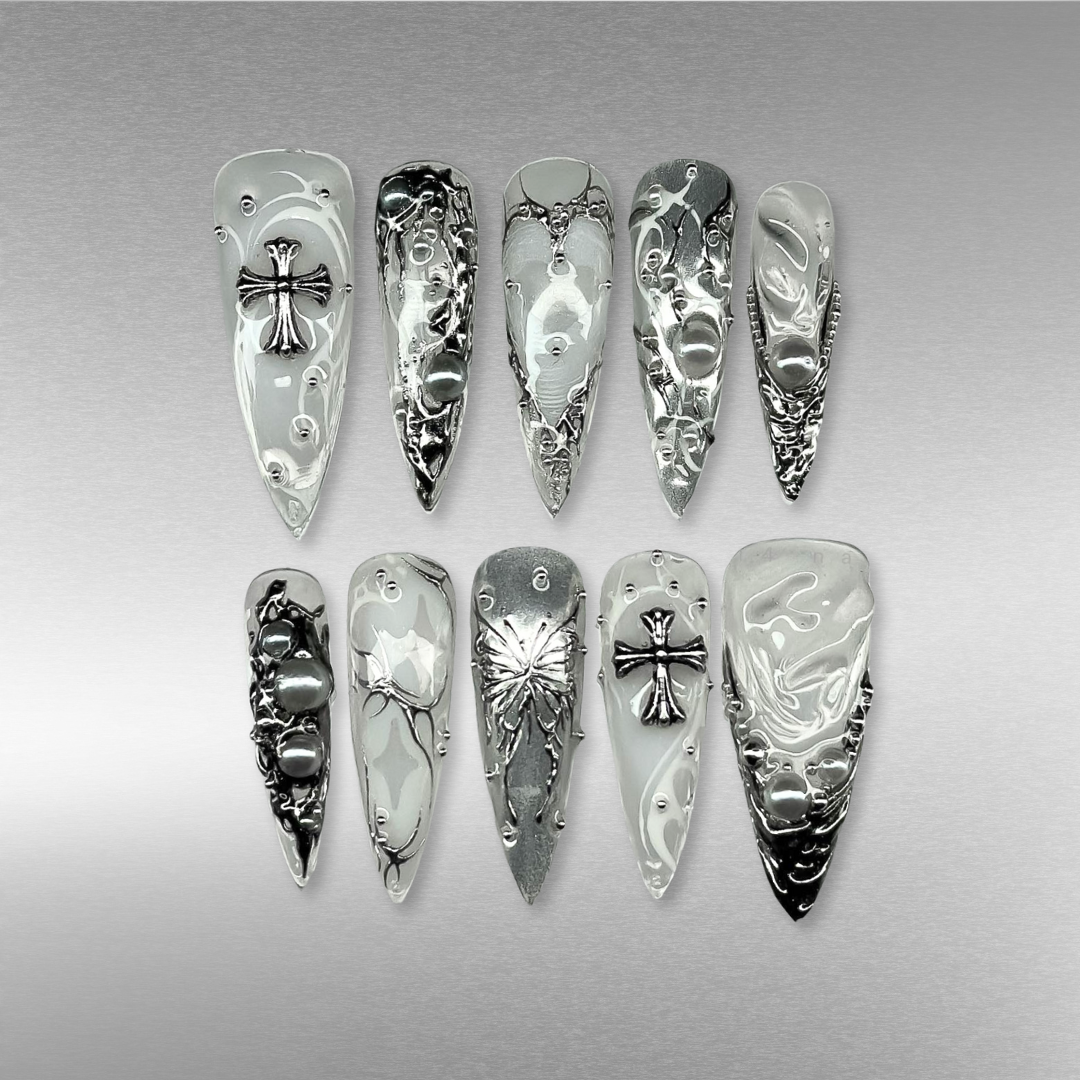 Metallic Vibe press-on nails - image 10 of 15, pearl-shift almond
