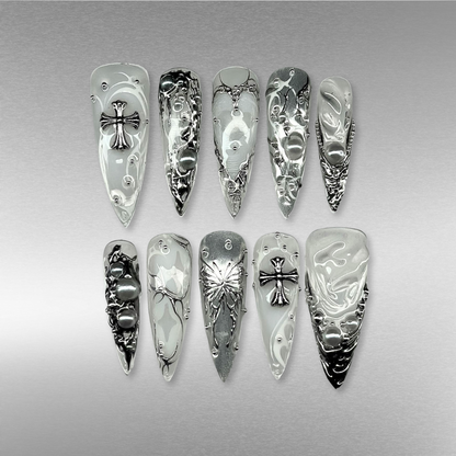 Metallic Vibe press-on nails - image 10 of 15, pearl-shift almond