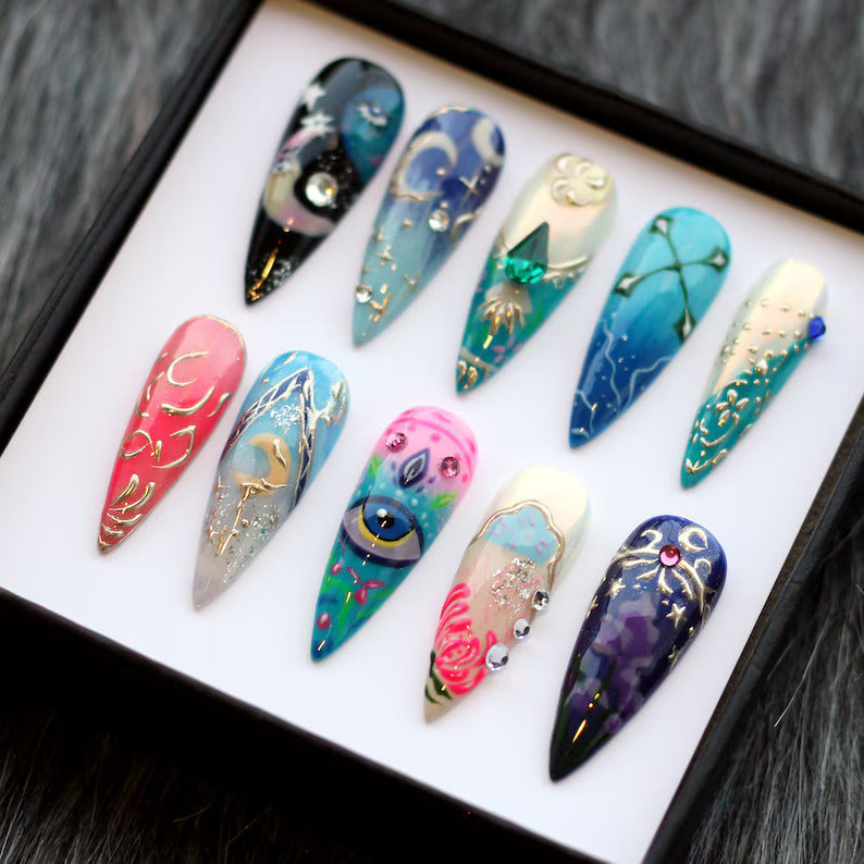 Moon & Star press-on nails - image 6 of 9, sparkle stiletto