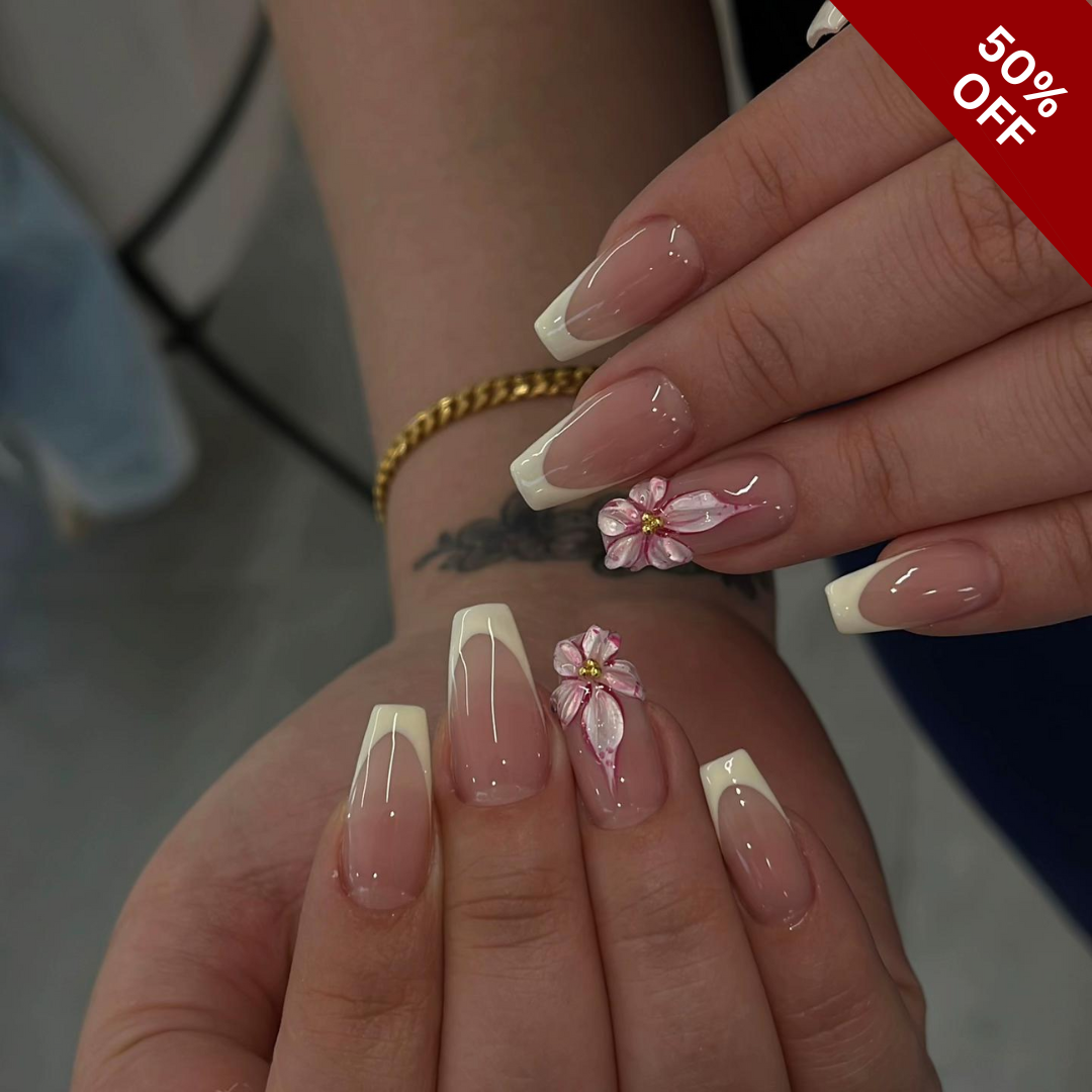 Soft Petals cat-eye velvet press-on nails - almond shape, front view