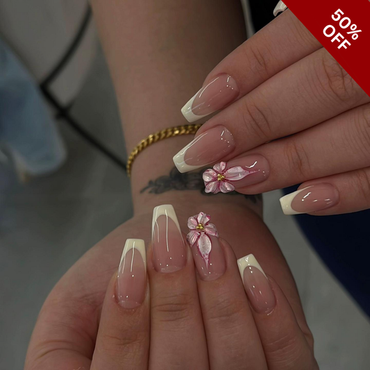 Soft Petals cat-eye velvet press-on nails - almond shape, front view