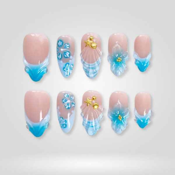 Aqua Shell | Butter Yellow Almond Press-Ons press-on nail set