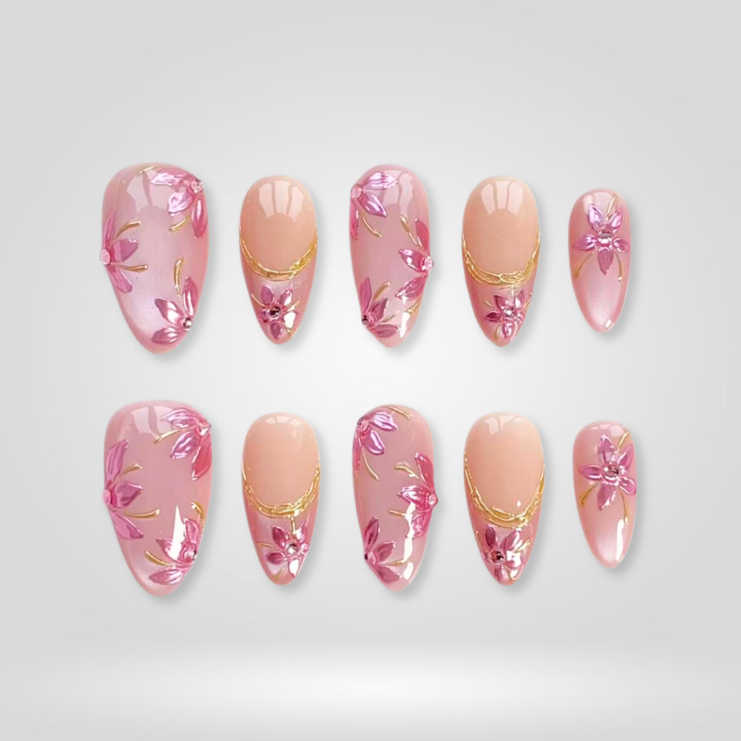 Enchanted Bloom press-on nails - image 5 of 15, cat-eye velvet almond