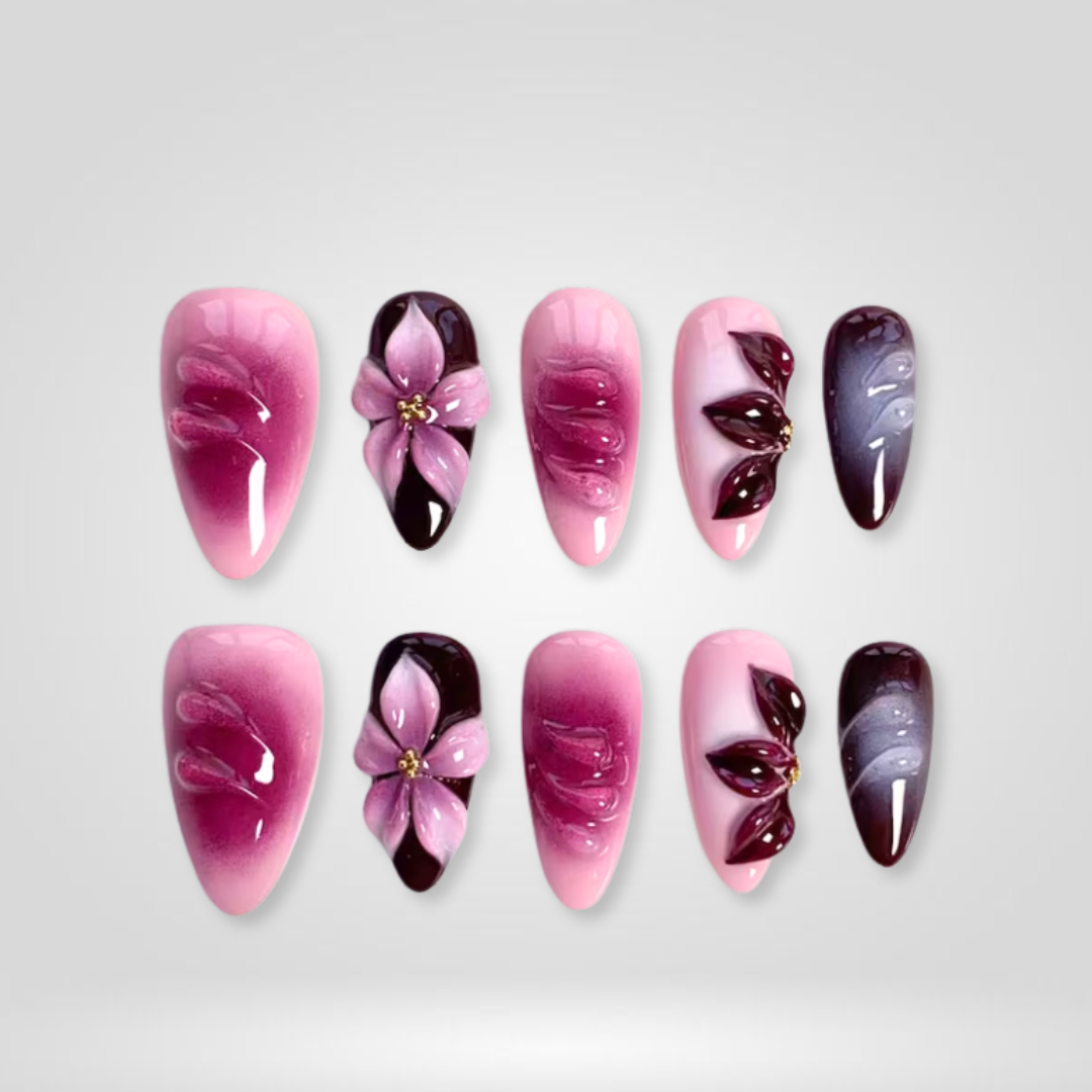 Enchanted Bloom press-on nails - image 6 of 15, cat-eye velvet almond