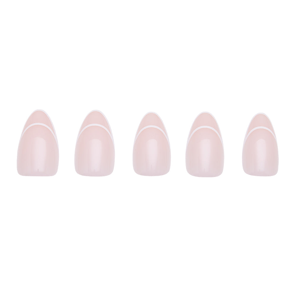 Heavenly press-on nails close-up texture detail - french tip finish, US shipping