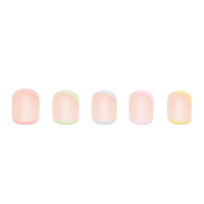 Tutti Frutti press-on nails close-up texture detail - french tip finish, US shipping