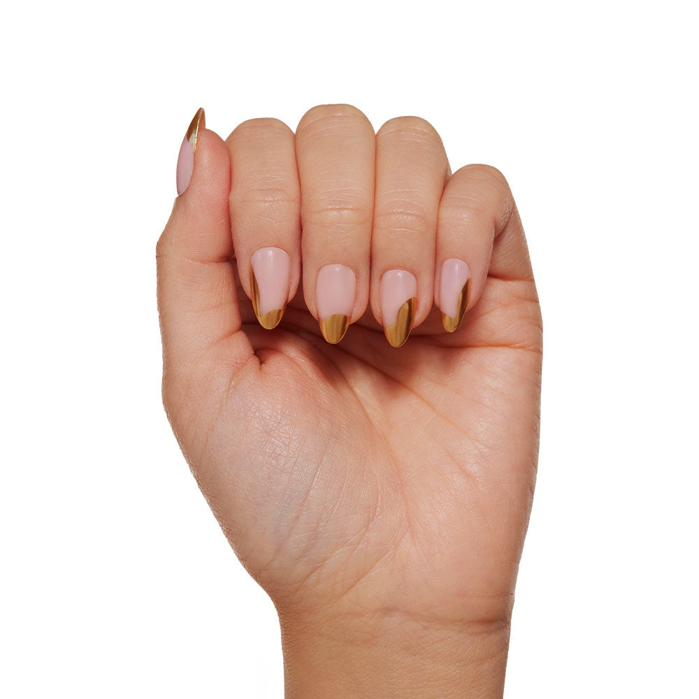 Golden Touch press-on nail set - XS to L sizing, french tip design