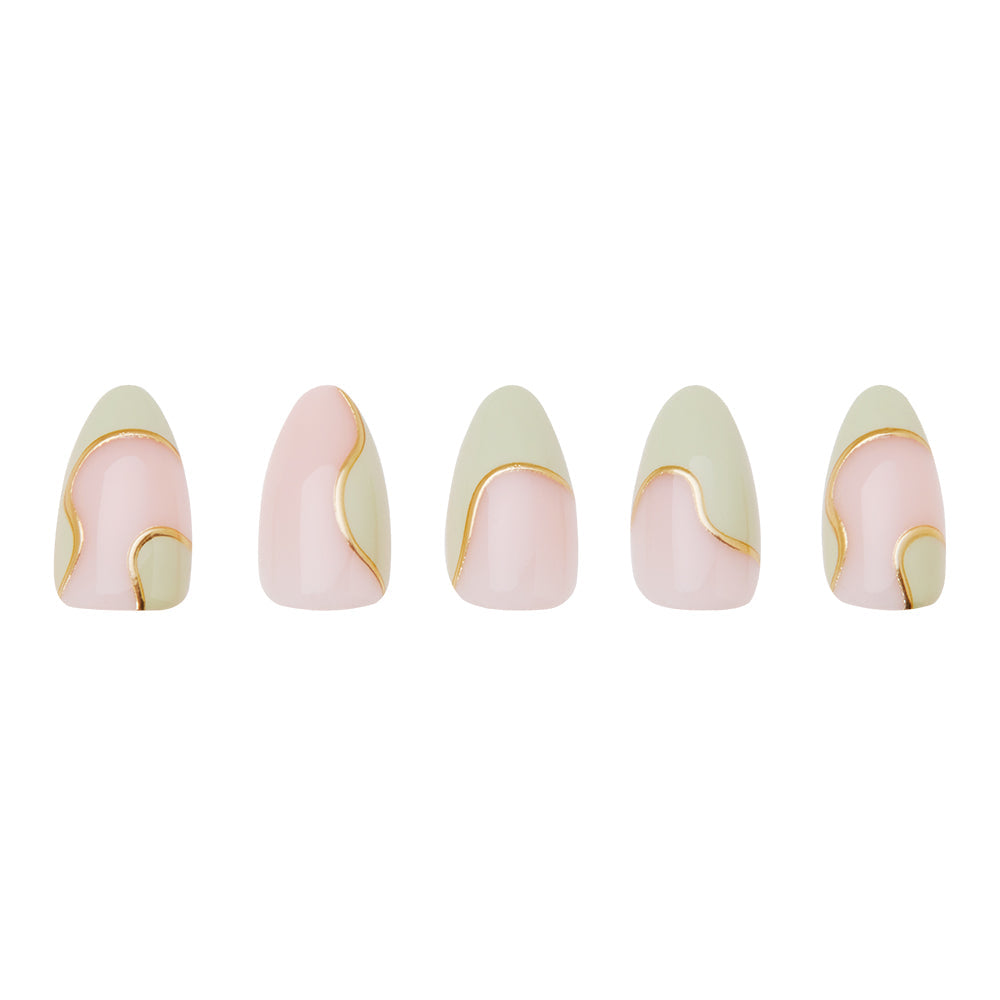 Olive You press-on nails close-up texture detail - french tip finish, US shipping
