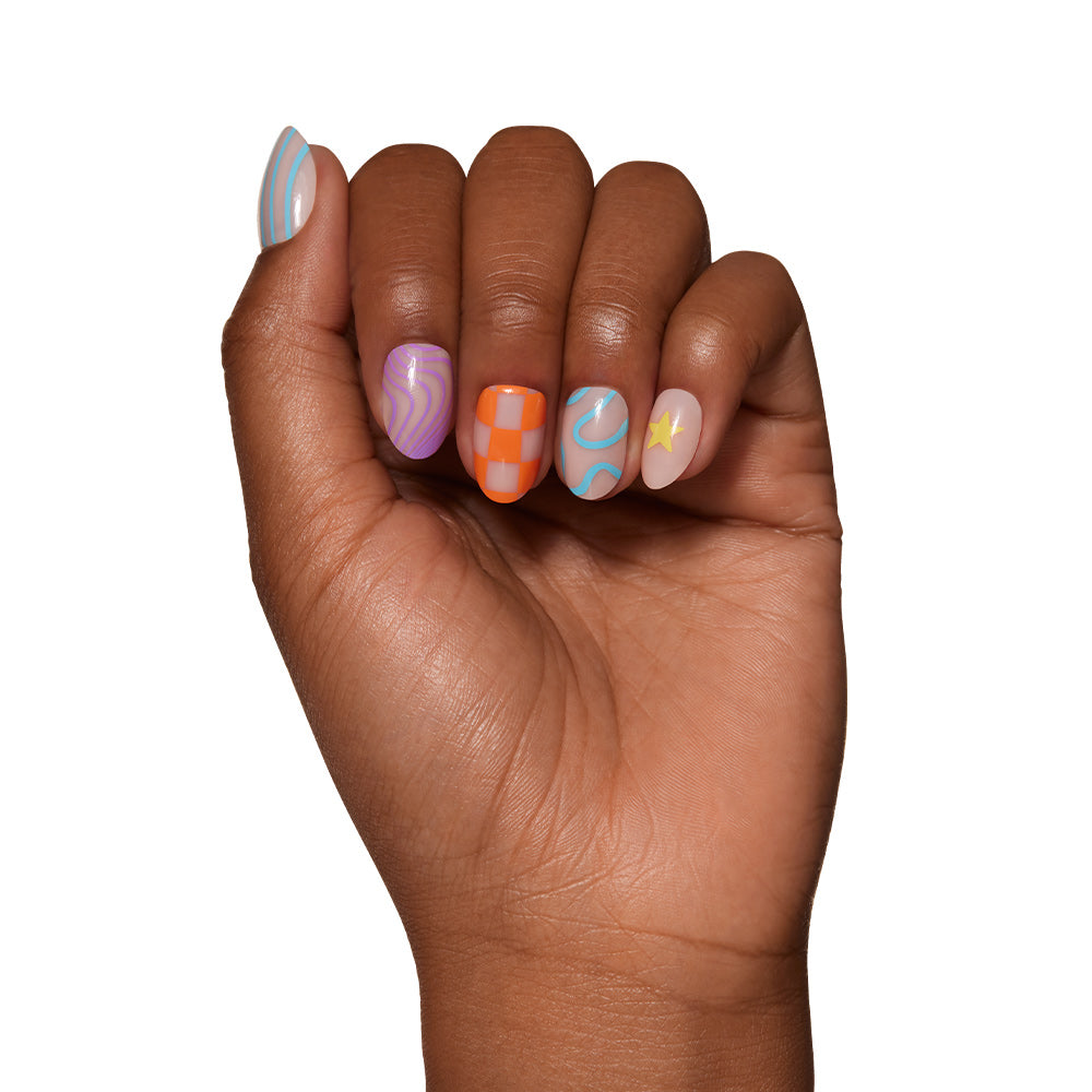Wild Child press-on nail set - XS to L sizing, soft neutral design