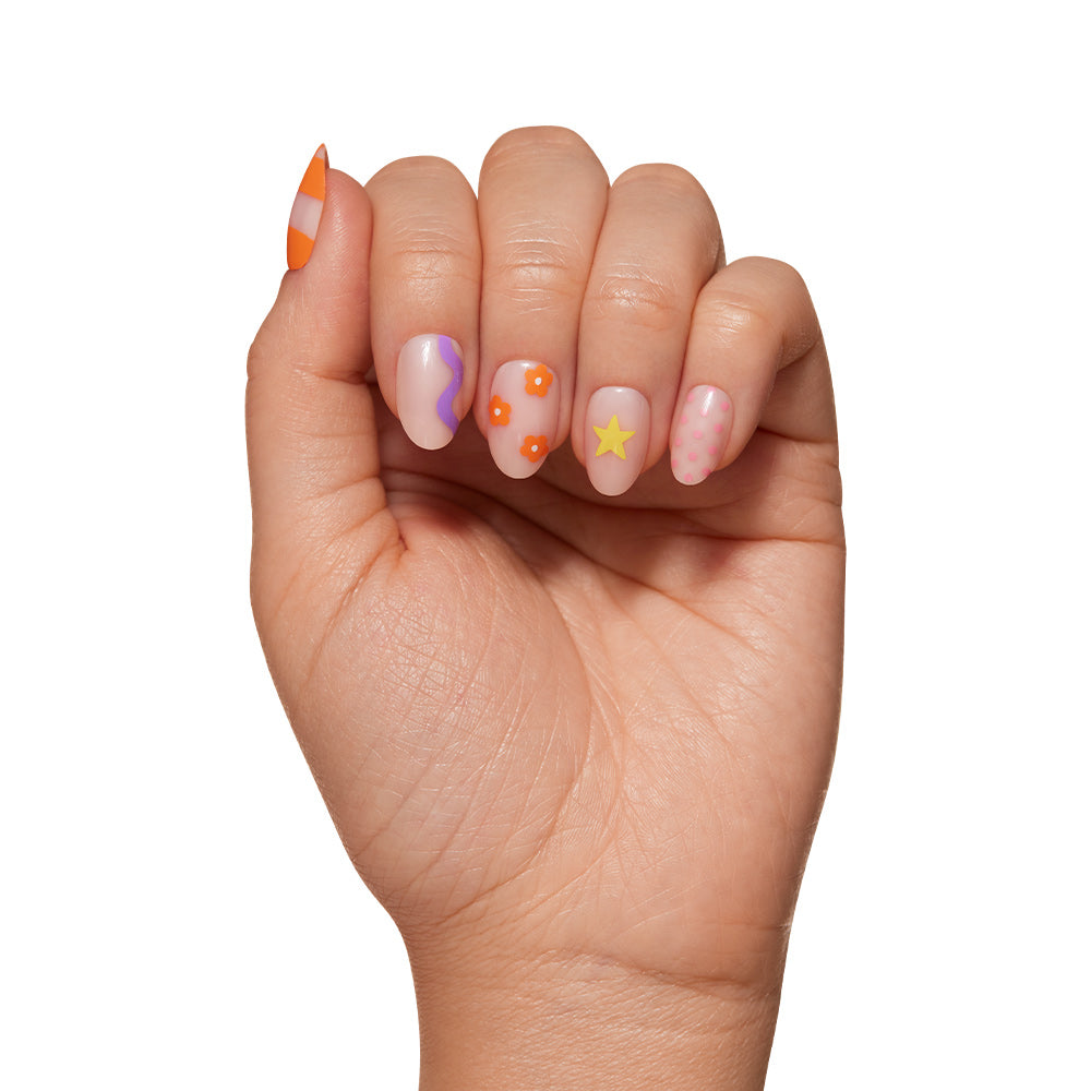 Wild Child press-on nails close-up texture detail - soft neutral finish, US shipping
